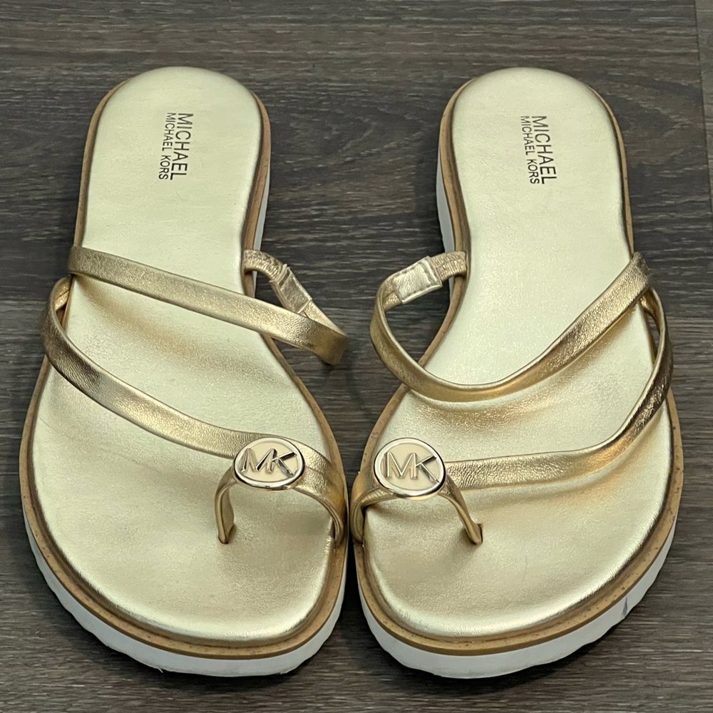 Michael Kors Gold Sandals with Metallic Straps